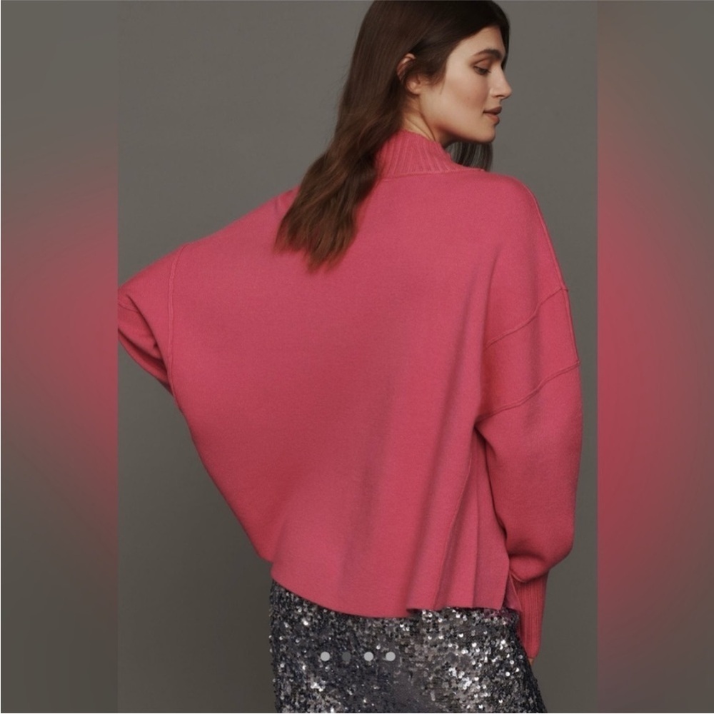 NWT! Anthropologie by Maeve The Logan Turtleneck Pink Sweater  🍟 💚 - Picture 5 of 7